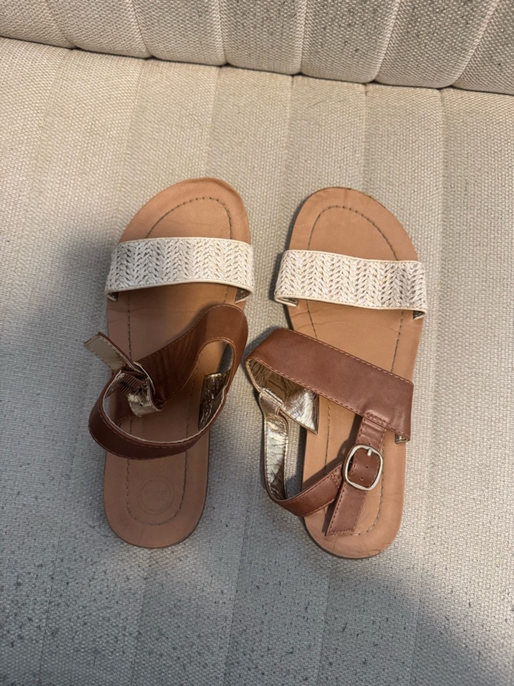 Women’s Brown and White Strappy Comfort Sandals